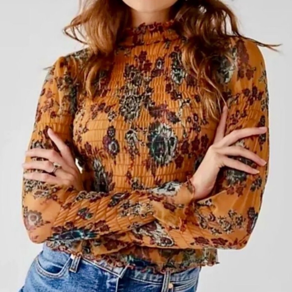 Free People Long Sleeve Mesh Top